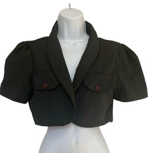 Pink Mode  Vintage Black Short Sleeve Mini Blazer. Dual Pocket. Size: Large.